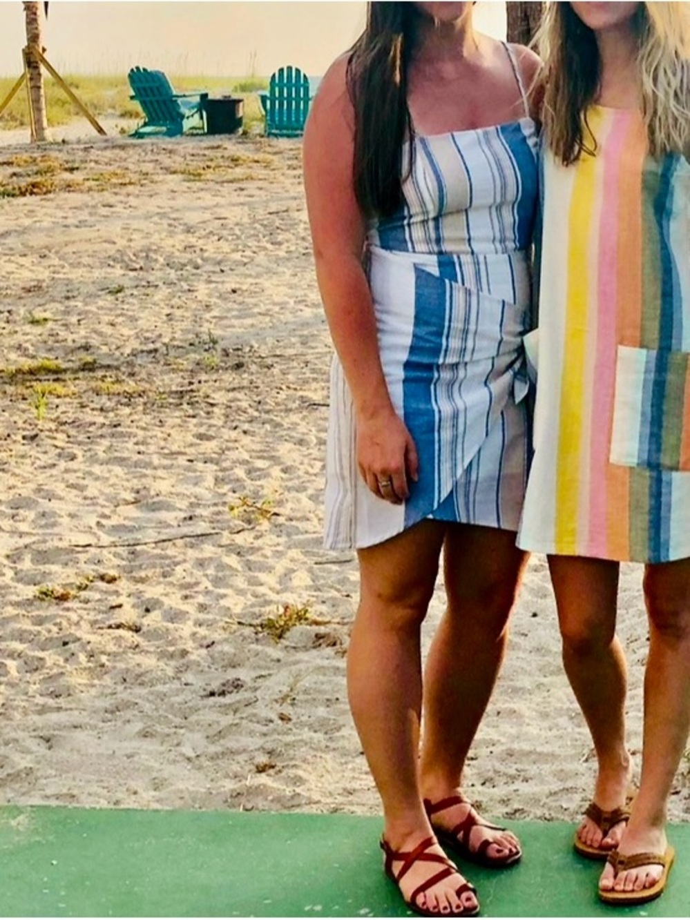 Blue and White Striped Mini Wrap Dress